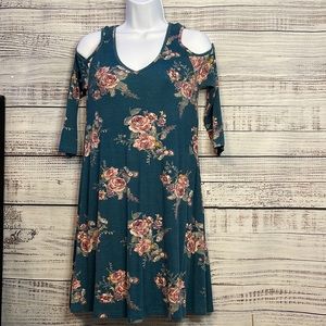 ALYA Green Floral A-line Dress | Size XS